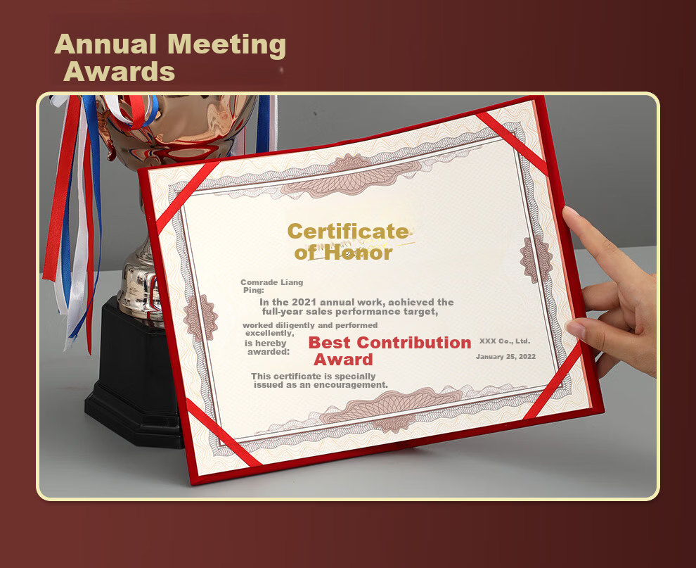 Longe 【10-Pack】Honor Certificate Award Certificate Outstanding Employee Award Red Cover High-Grade Gold Stamping Material 11