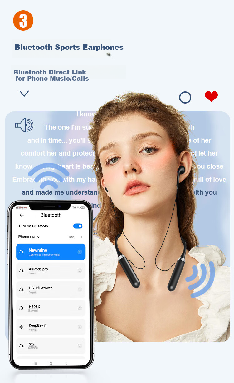 Newmine CYC10 Wireless Monitoring Live Streaming Headset with Sound Card Microphone Set, Bluetooth Neckband Earphones, Wireless Sound Card, One-to-Two Connection for Mobile Phones 6