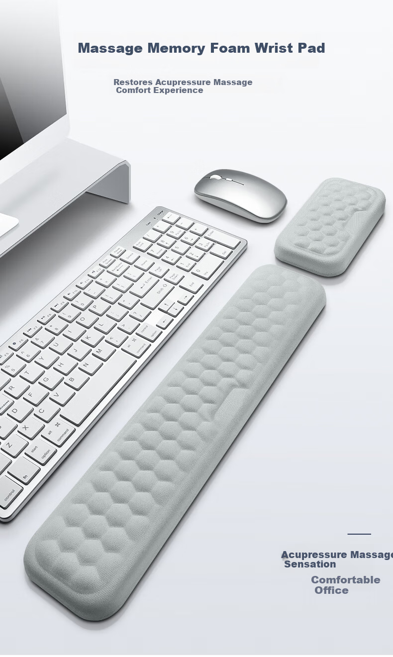 KPTE New Model [Edge Elbow Support], Convex Massage Wrist Rest, 30*10*2.5CM, Student Office Mouse Pad, Wrist Support, Memory Foam Wrist Pad, Keyboard Hand Rest Pad, Wrist Support 1