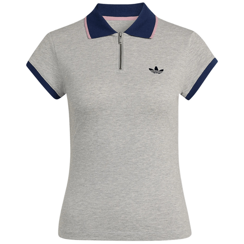 Adidas Originals Women's RIB POLO TEE Short Sleeve Polo KS7358 Light Grey S