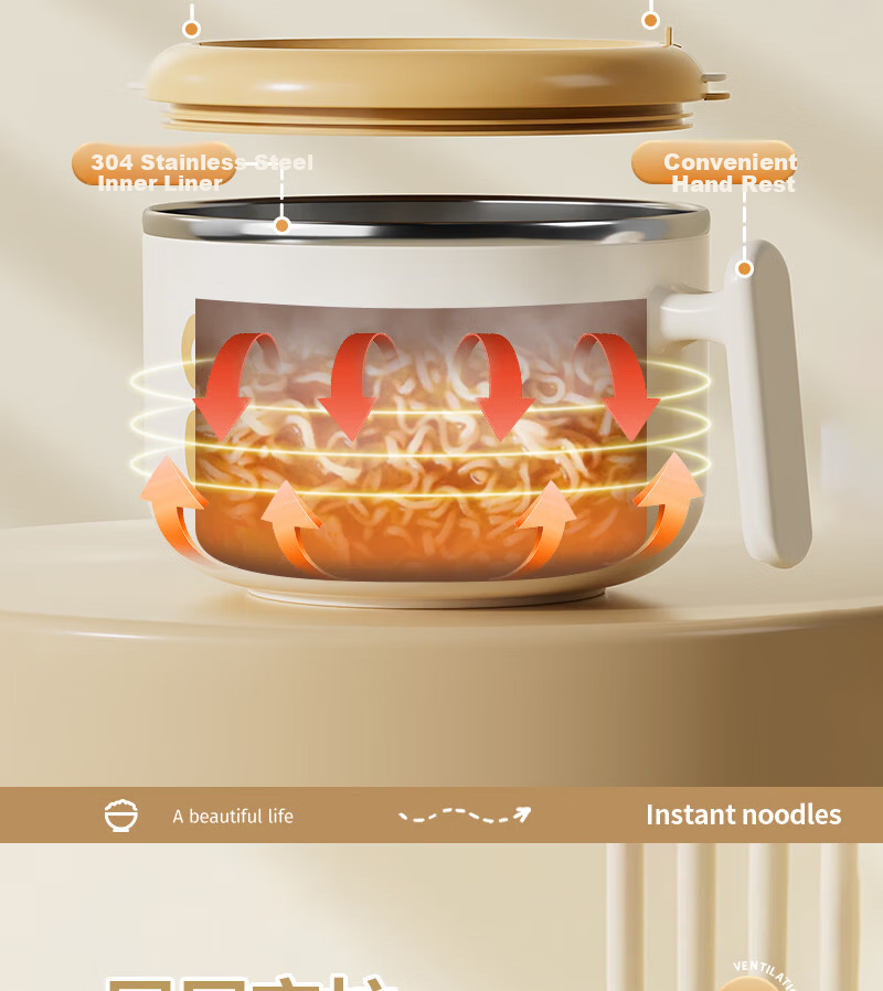 Ymer Large Capacity Stainless Steel Instant Noodle Bowl with Lid and Drainage for Dormitory Students and Office Workers 9