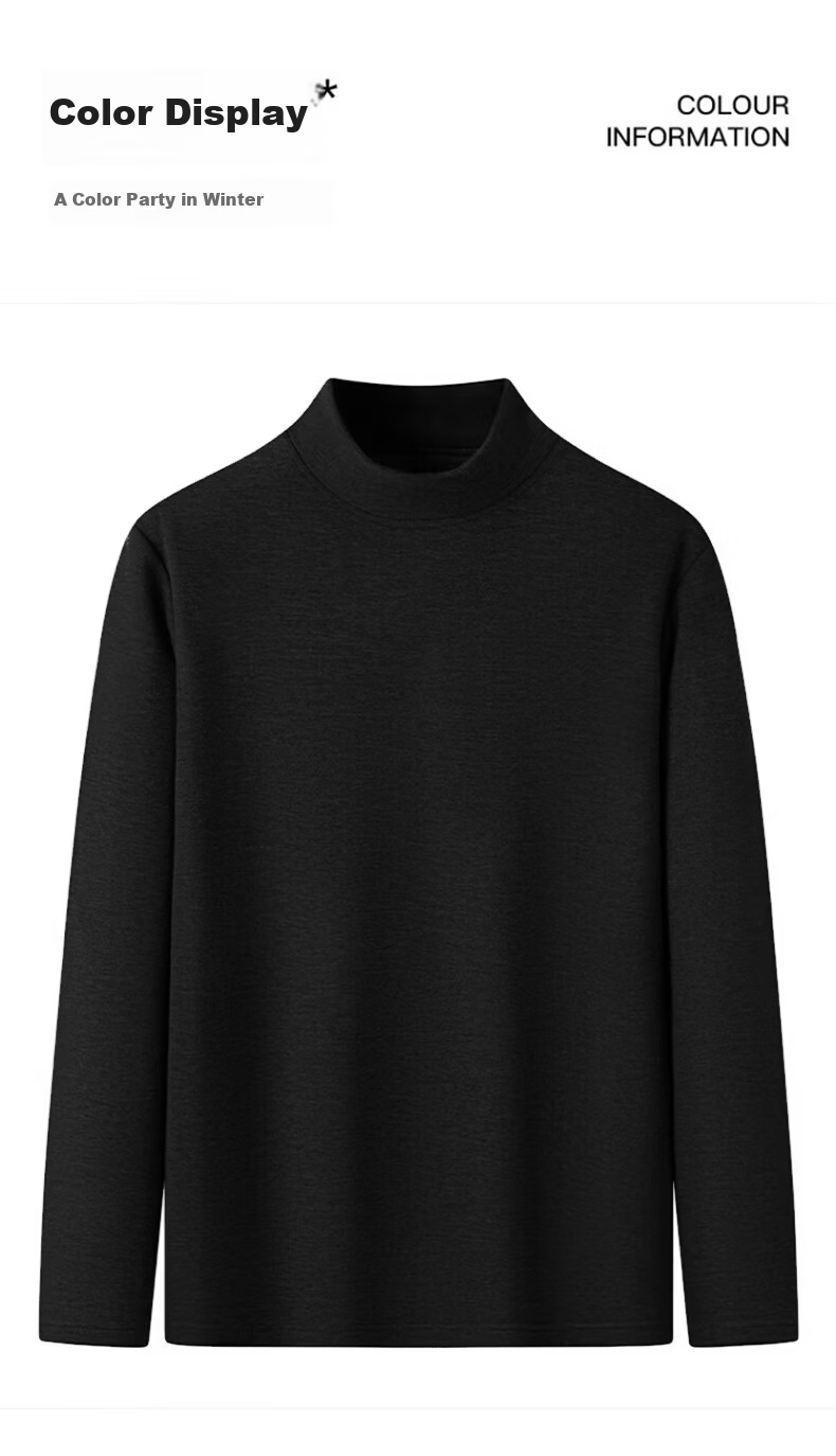 LangSha Thermal Fleece Half Turtleneck Base Layer Shirt【2025 Autumn/Winter New】Antibacterial Men's Thickened Fleece Lined Autumn Wear 14