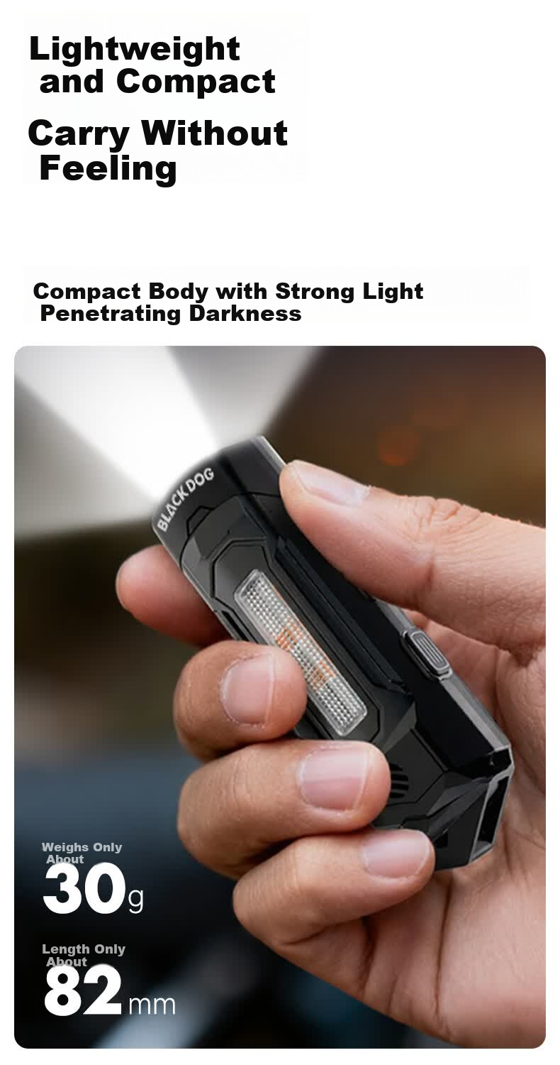 Black Dog Tactical Rechargeable Flashlight Lightweight Magnetic Clip Multi-Function Lighting 3