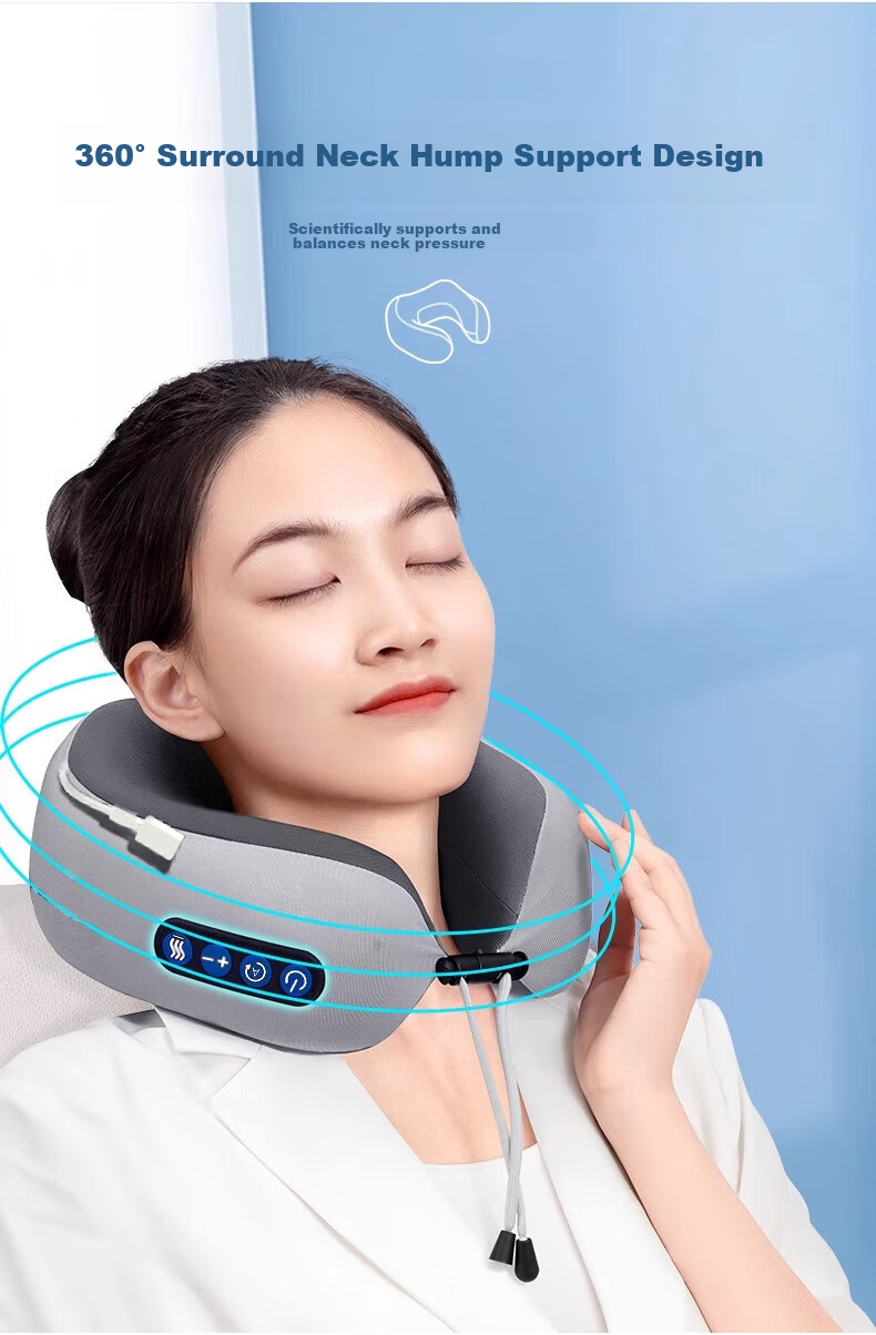 Yuzhaolin Electric Massage U-Shaped Pillow Nap Pillow Travel Neck Pillow Portable for Airplane and High-Speed Rail Neck Support Cushion 4