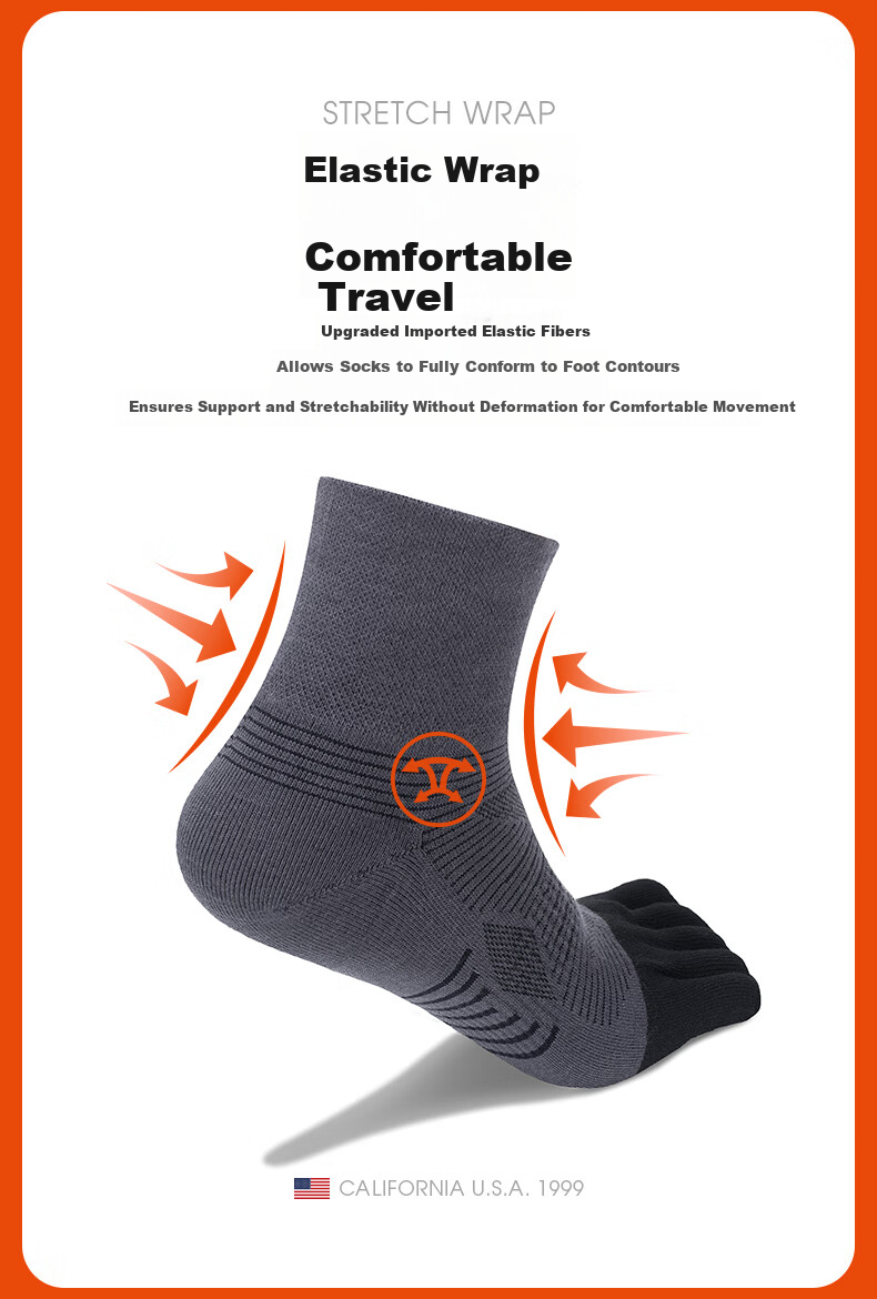 TFO DuPont Coolmax Five-Toe Socks Comfortable Breathable Quick-Dry Sports Socks A2202435 Men's Blue 5