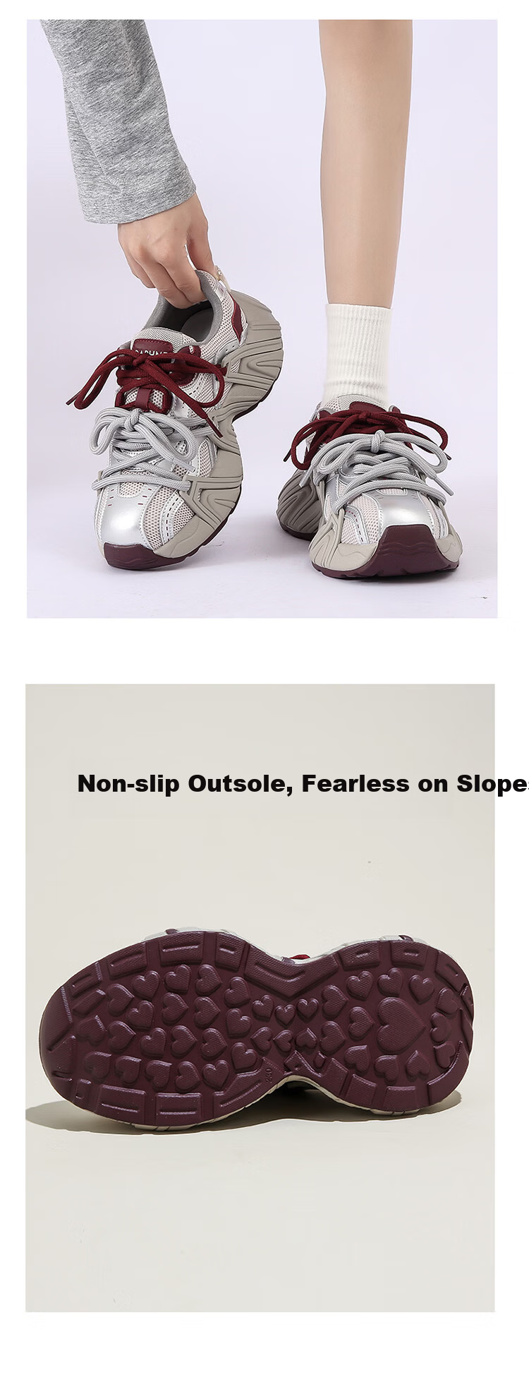 Daphne Platform Thick-Soled Dad Sneakers for Women 2026 New Popular Versatile Retro Sports Shoes Gray Size 38 5