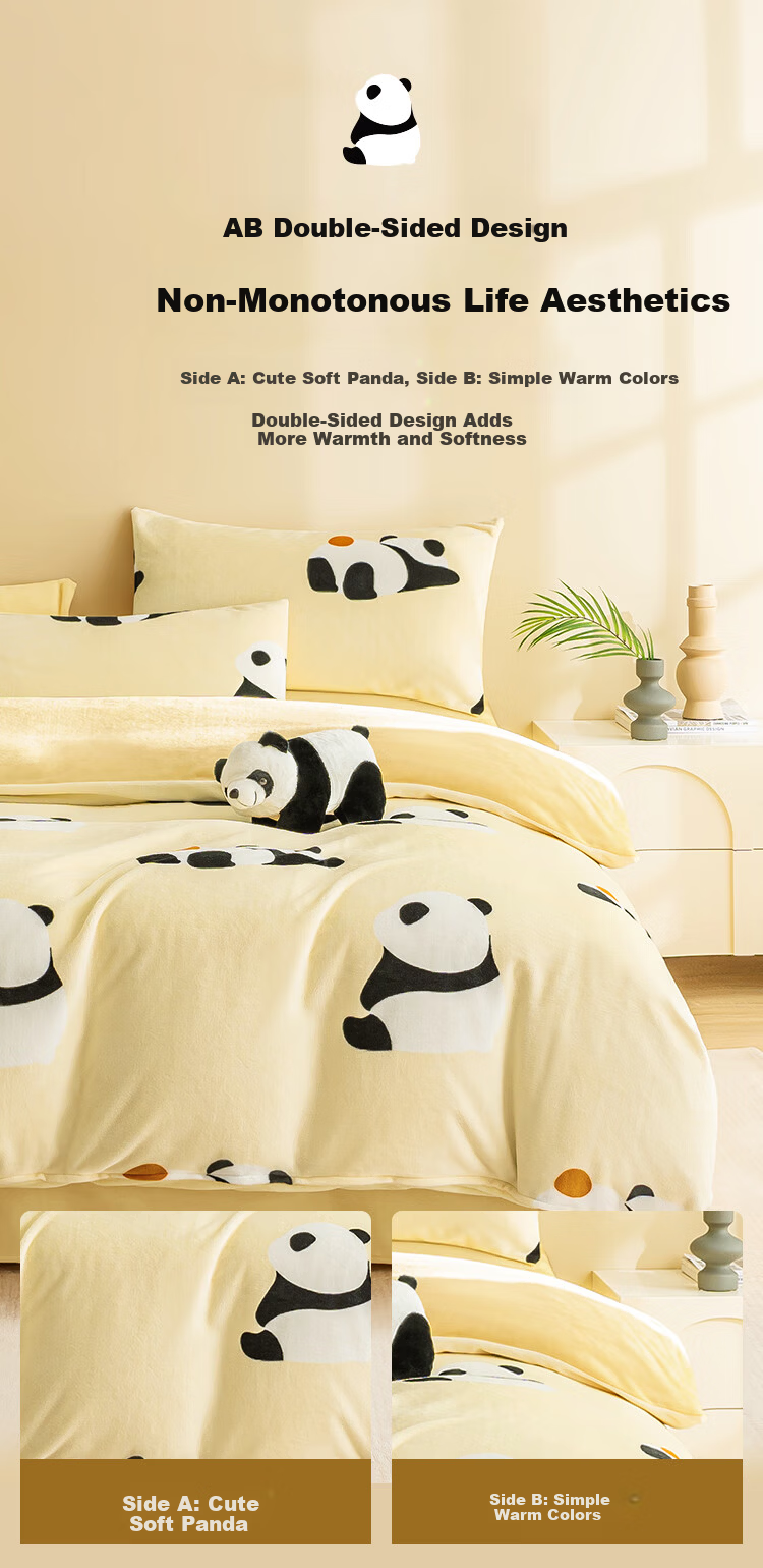 JD Original Knitted Fleece Bedding Set, Milk Velvet Winter Double Bed Duvet Cover And Pillowcases, Class A Antibacterial Brushed Anti-Static Fitted Sheet Style for 1.5-Meter Bed, Jasmine Milk Gree 10