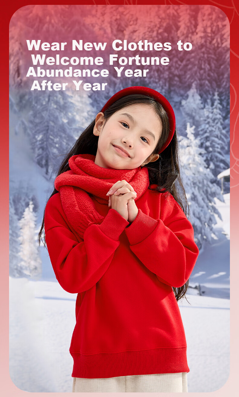 Jeanswest Kids Red Hoodie 2026 New Boys Year of the Horse Autumn Winter Fleece Lunar New Year Outfit Girls 4
