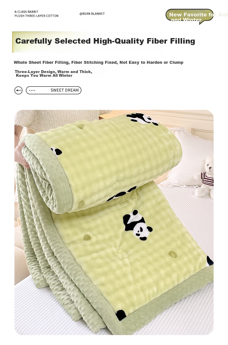 Grace A-Class Fabric Bean Velvet Rabbit Fur Fiber Quilt Autumn Winter Warm Blanket 150*200cm 4 Jin 10
