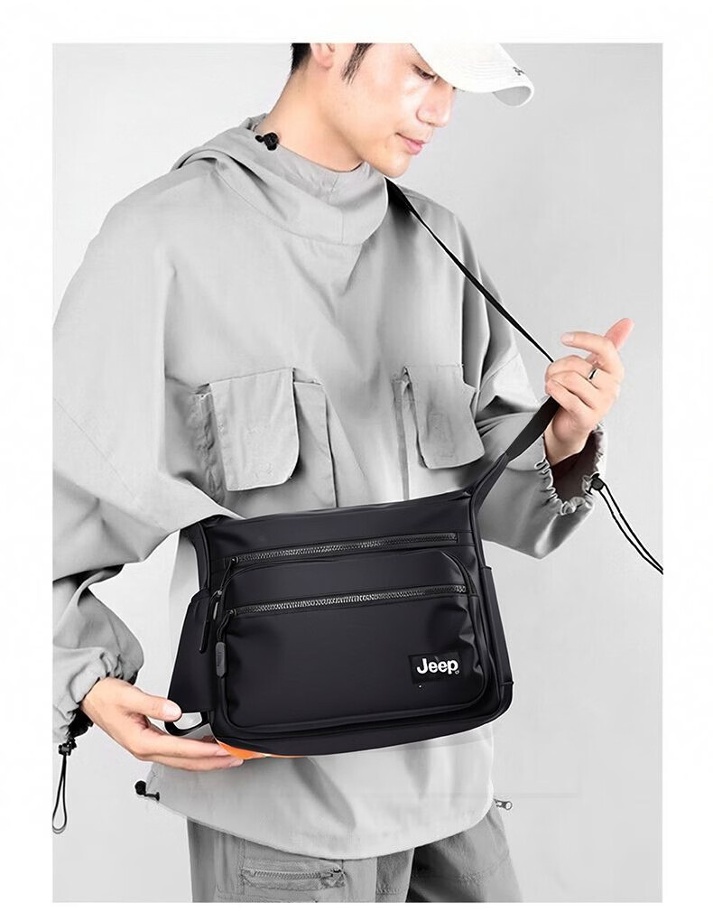 JEEP Men's Large Capacity Crossbody Bag Shoulder Bag High-end Backpack Commuter Casual Multifunctional Messenger Bag Lightweight Luxury Travel Bag 12