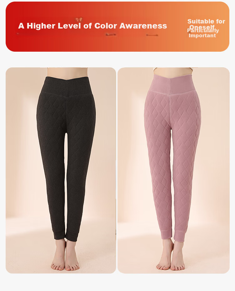 MiiOW Cotton Pants for Women, New Style for 2024, Inner Wear for Autumn And Winter, Diamond Pattern, Fleece-Lined, Thickened, High-Waist Leggings, Ultra-Thick Warm Pants 12