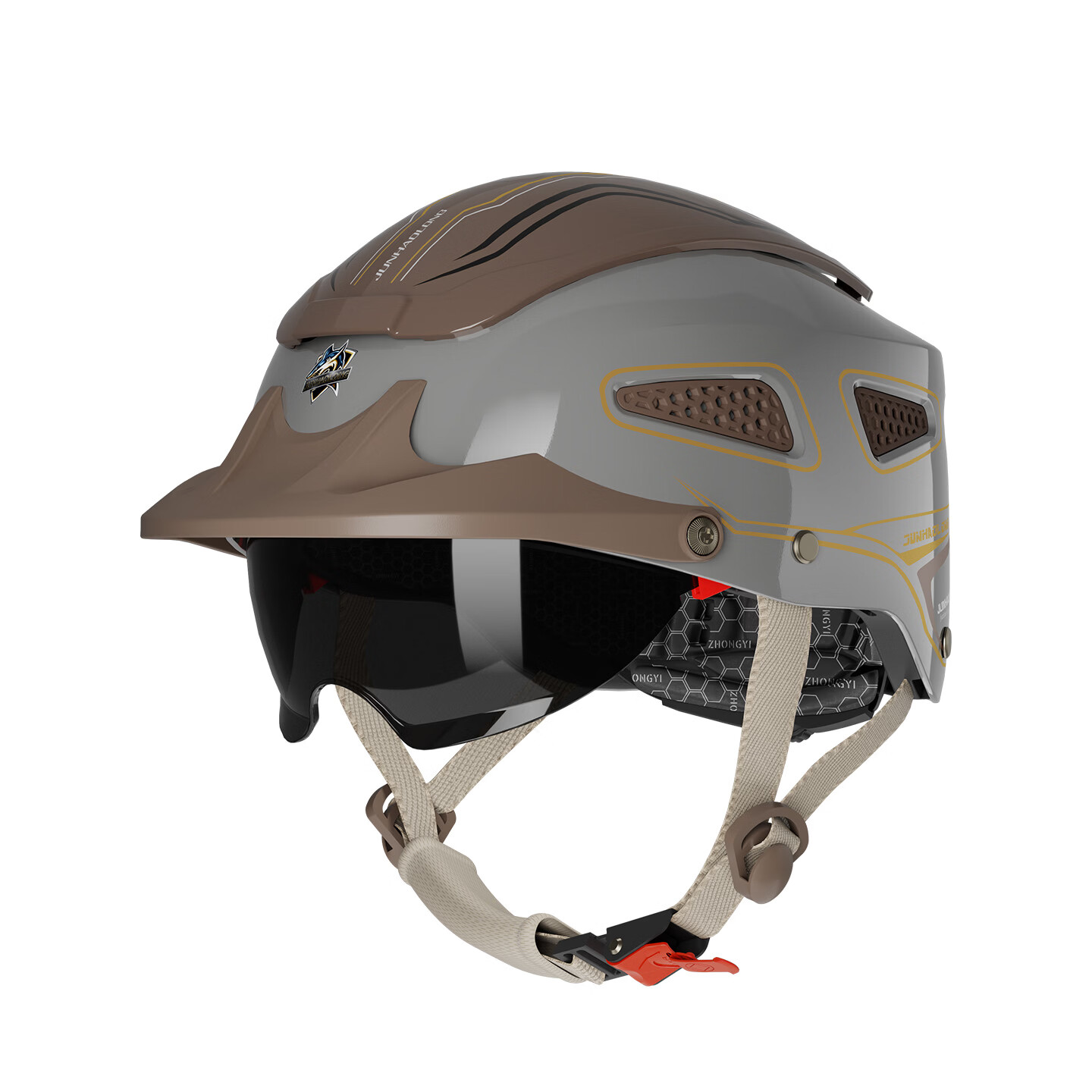 JUNHAOLONG Electric Bike Helmet 3C Certified Class A Large Sunroof Creative Summer Safety Helmet Unisex Adult Universal Electric Scooter Helmet Mud Gray