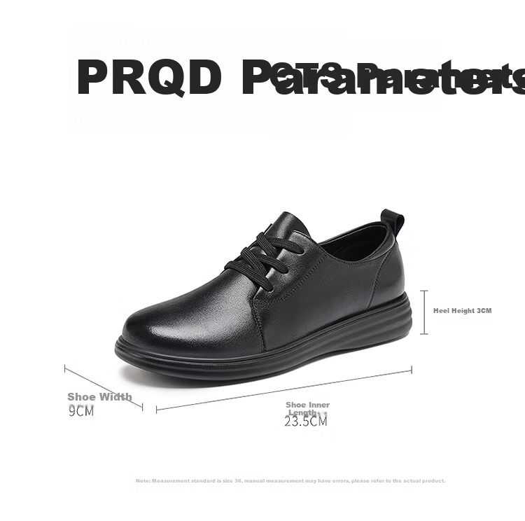 Red Dragonfly Women's Casual Leather Shoes Comfortable Breathable Soft Sole Lace-up Work Shoes WTB352011 Black Size 39 5