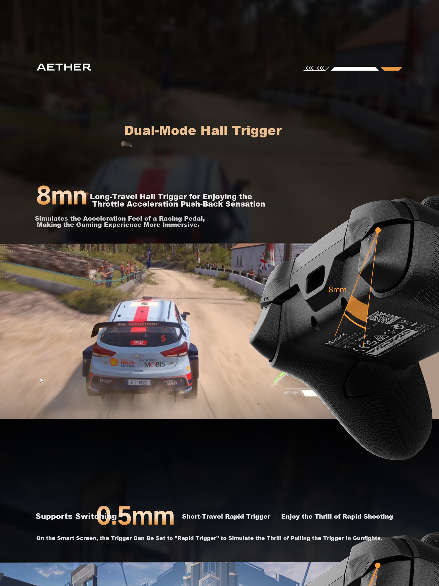 Mojang Lingyun Wireless Gaming Controller Smart Screen Bluetooth 2.4G Compatible with PC Tablet Phone Switch Computer Steam Dual Shadow Wonderland Monster Hunter Black Gold Edition 7