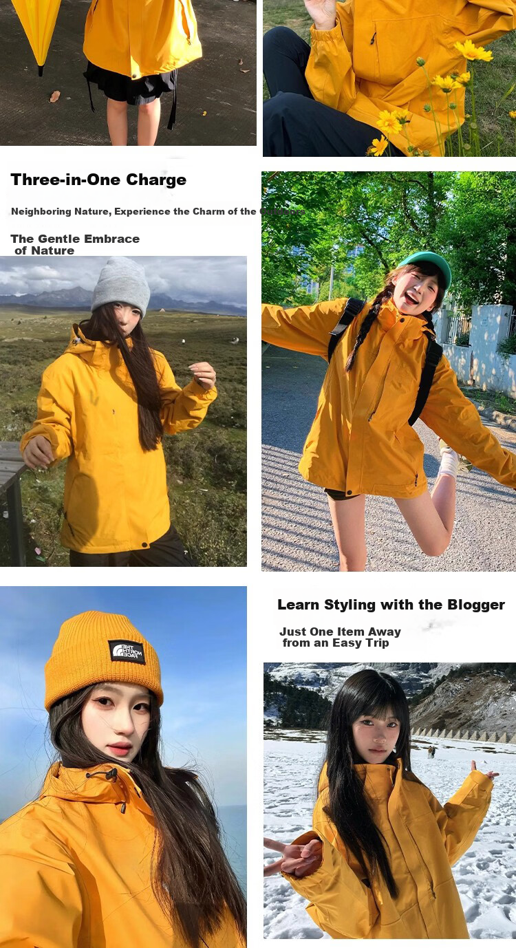 ROMON 3-in-1 Men's Outdoor Mountaineering Jacket with Hood, Women's Couple's Black 3XL 2