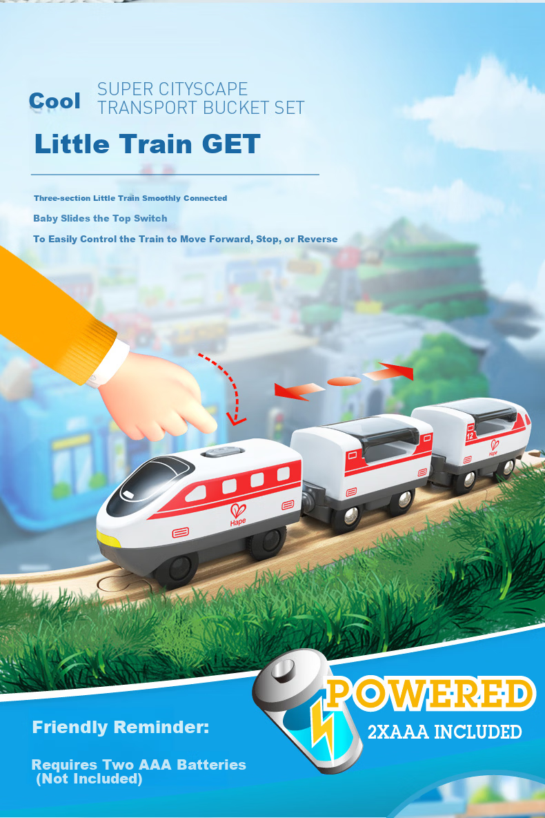 Hape (Germany) Children's Electric Train Track Wooden DIY Building Transportation Hub Storage Set Gift E3773 4