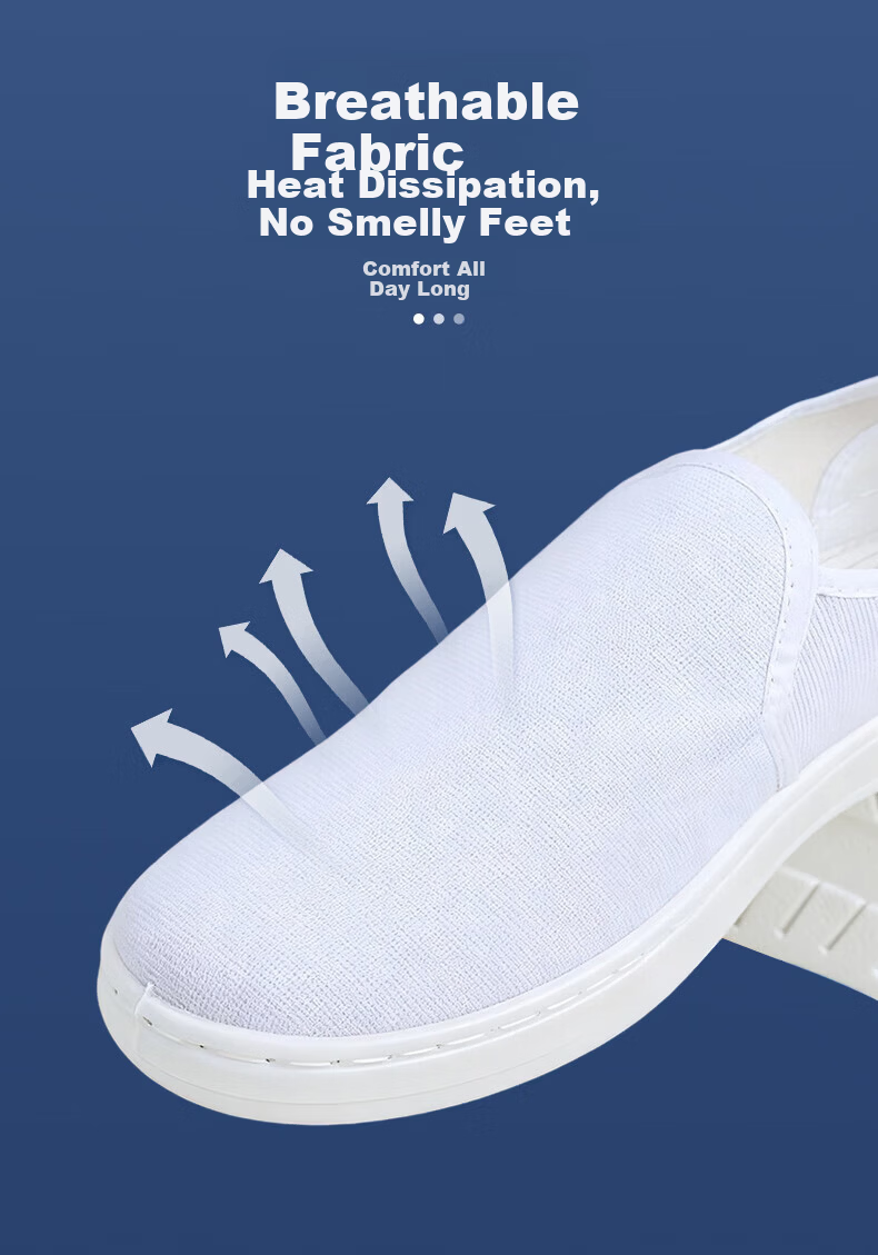 Andaton Anti-Static Dust-Free Work Shoes Canvas Cleanroom Soft Sole Thickened Mid-Top White PVC Shoes Size 42 6
