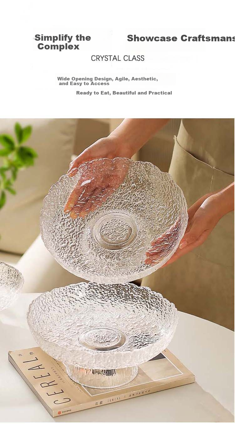 Edo Tall Glass Fruit Plate New Year Household Fruit Tray Dried Fruit Snack Storage Tray Living Room Snack Plate 20cm 5