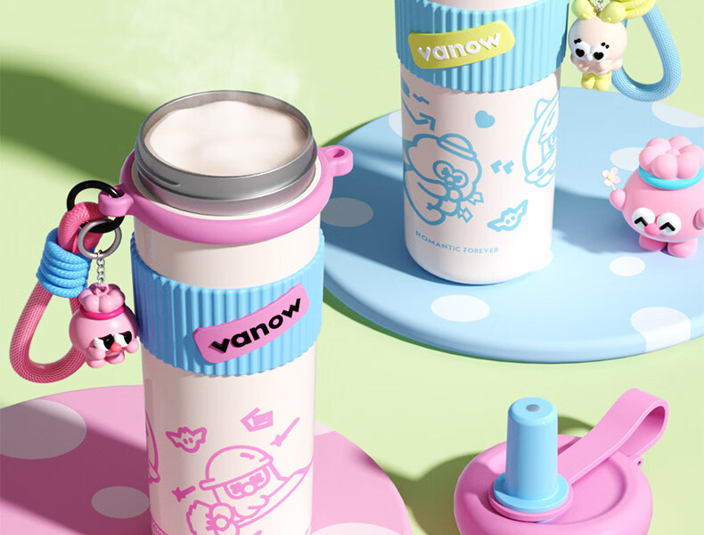 Vanow Kids Straw Insulated Water Bottle 2026 New High-Value Student Large Capacity Portable Cute Tumbler 17