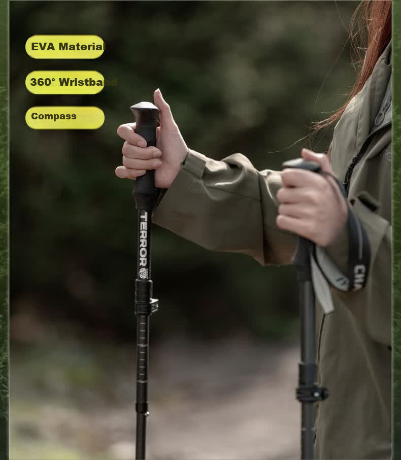 TERROR Carbon Fiber Folding Trekking Pole Carbon Fiber Hiking Stick Mountain Climbing Cane Outdoor Equipment Songyun Folding Carbon Fiber Black 5