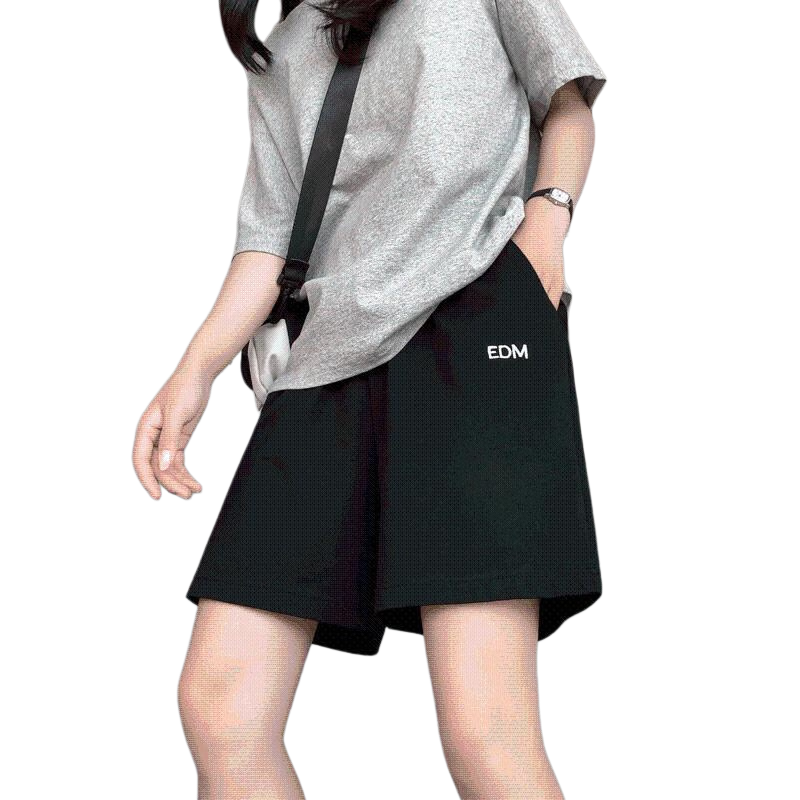 Langsha Women's Sports Shorts Pure Cotton Summer Thin Loose 2026 New Casual Five-Point Pants Trendy Ins Hong Kong Style Retro Mid-Length Shorts