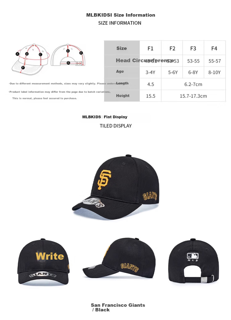 MLB Baseball Cap for Adults and Kids Soft Top Duckbill Casual Sports Hat Four Seasons 7ACPB186N-50BKS-F4 2