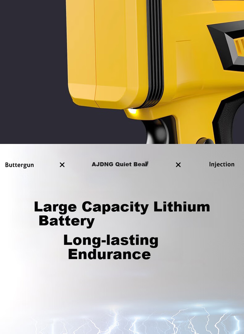 Quiet Bear Electric Grease Gun Rechargeable Lithium High-Pressure Excavator Portable Caterpillar Grease Injector Tool 15