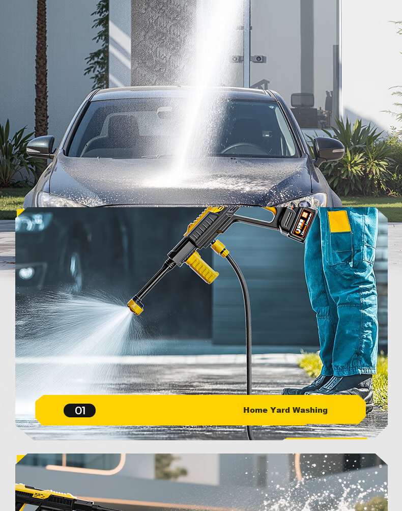 Quiet Bear Wireless Car Washer High-Pressure Water Gun Lithium Battery Rechargeable Electric Car Cleaning Machine 8