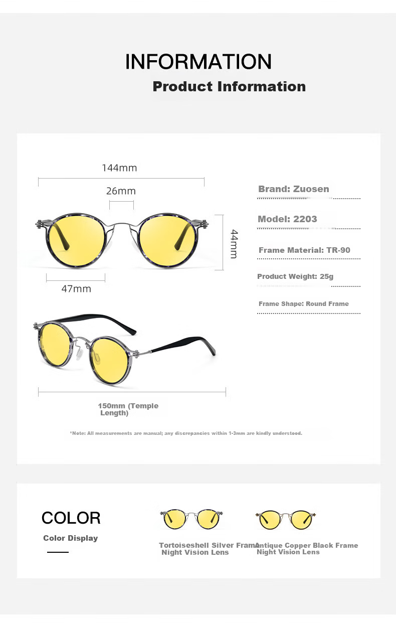 ZUOSEN Night Vision Glasses for Driving, Anti-Glare Polarized Glasses for Men, Nighttime Driving, Anti-High Beam 25