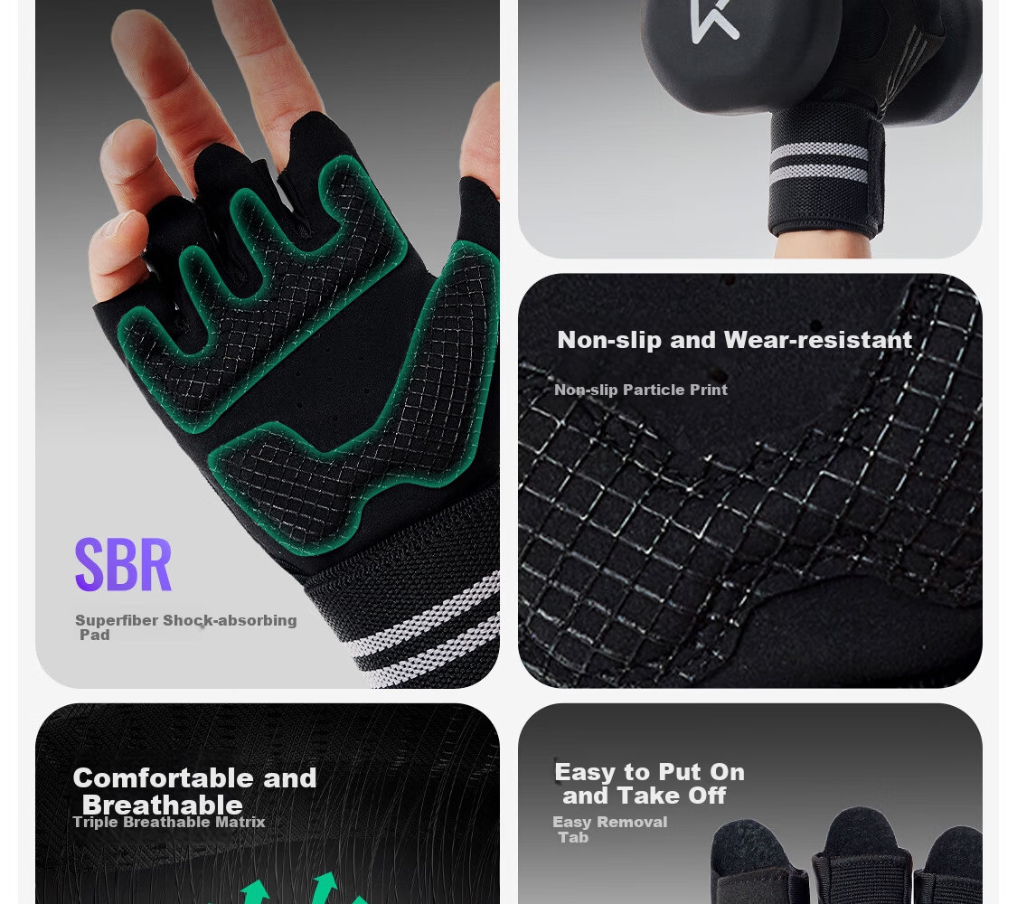 Keep Wrist Support Training Gloves Pull-up Bench Press Deadlift Fitness Equipment Anti-slip Black L 7