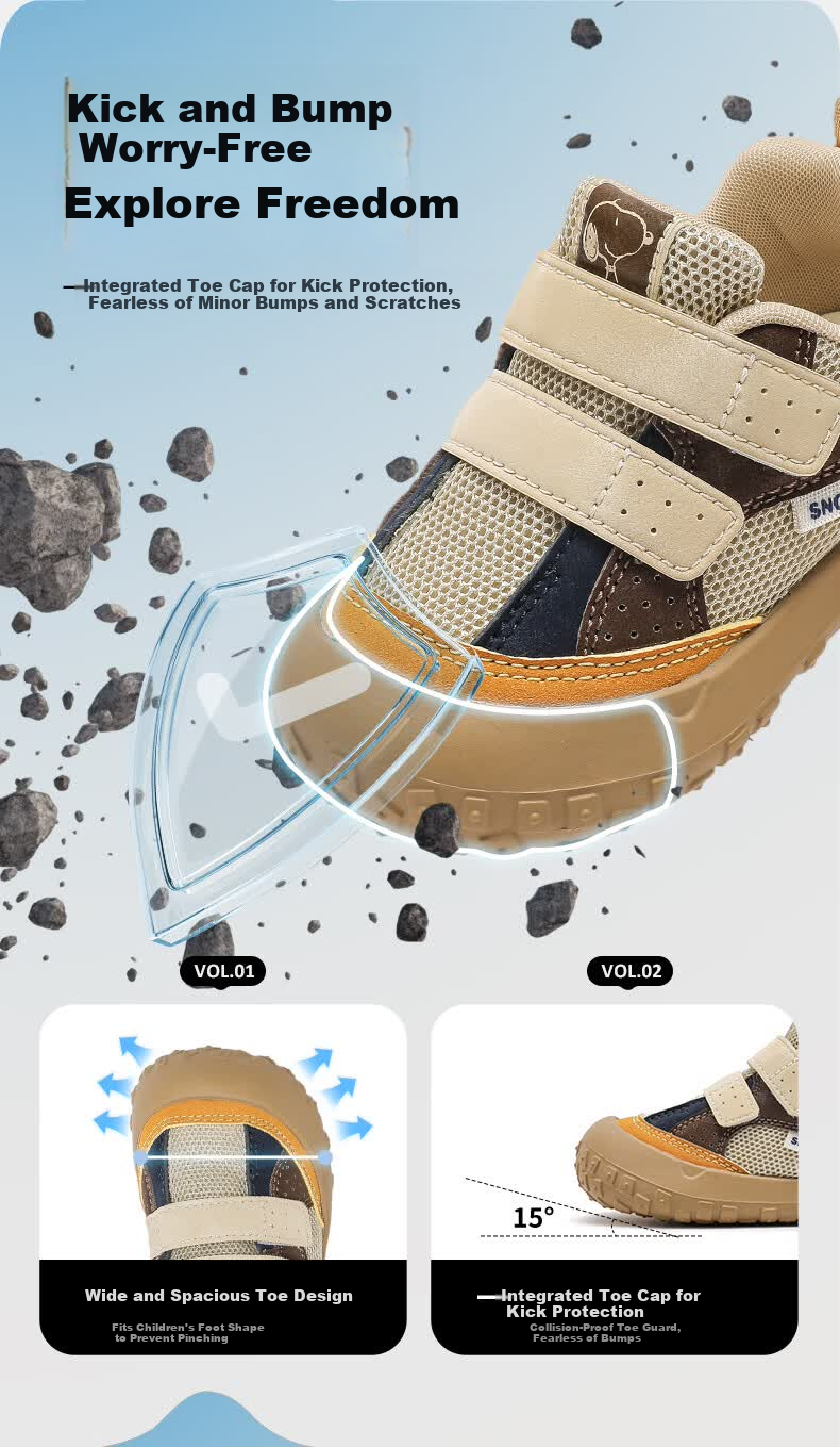 SNOOPY Kids Spring Velcro Shoes Boys Soft Sole Sports Shoes Girls Toddler Walking Shoes 0084 Khaki Size 27 1