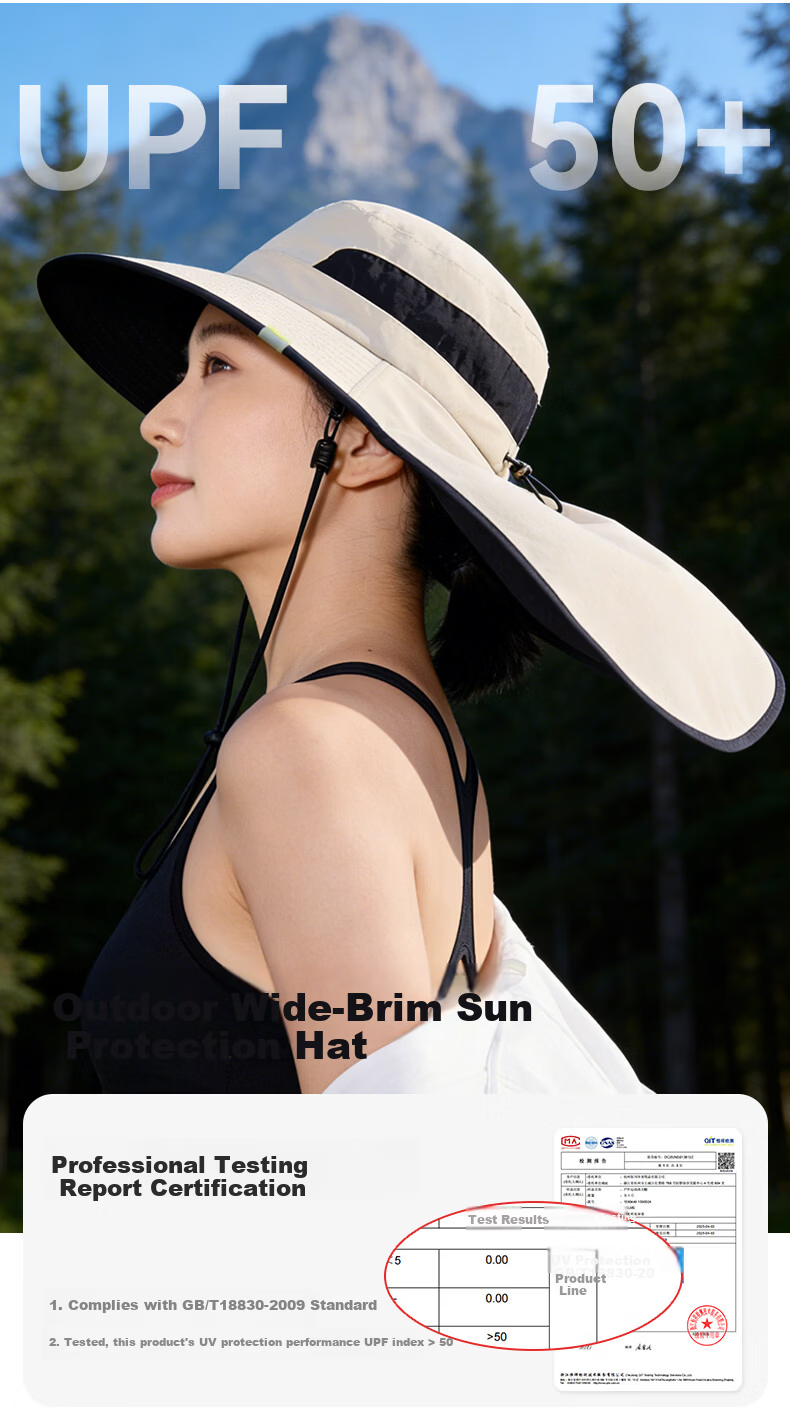 KELME Sun Protection Bucket Hat Summer Hiking Fishing Cap with Neck Flap Unisex Large Brim Sun Hat 2