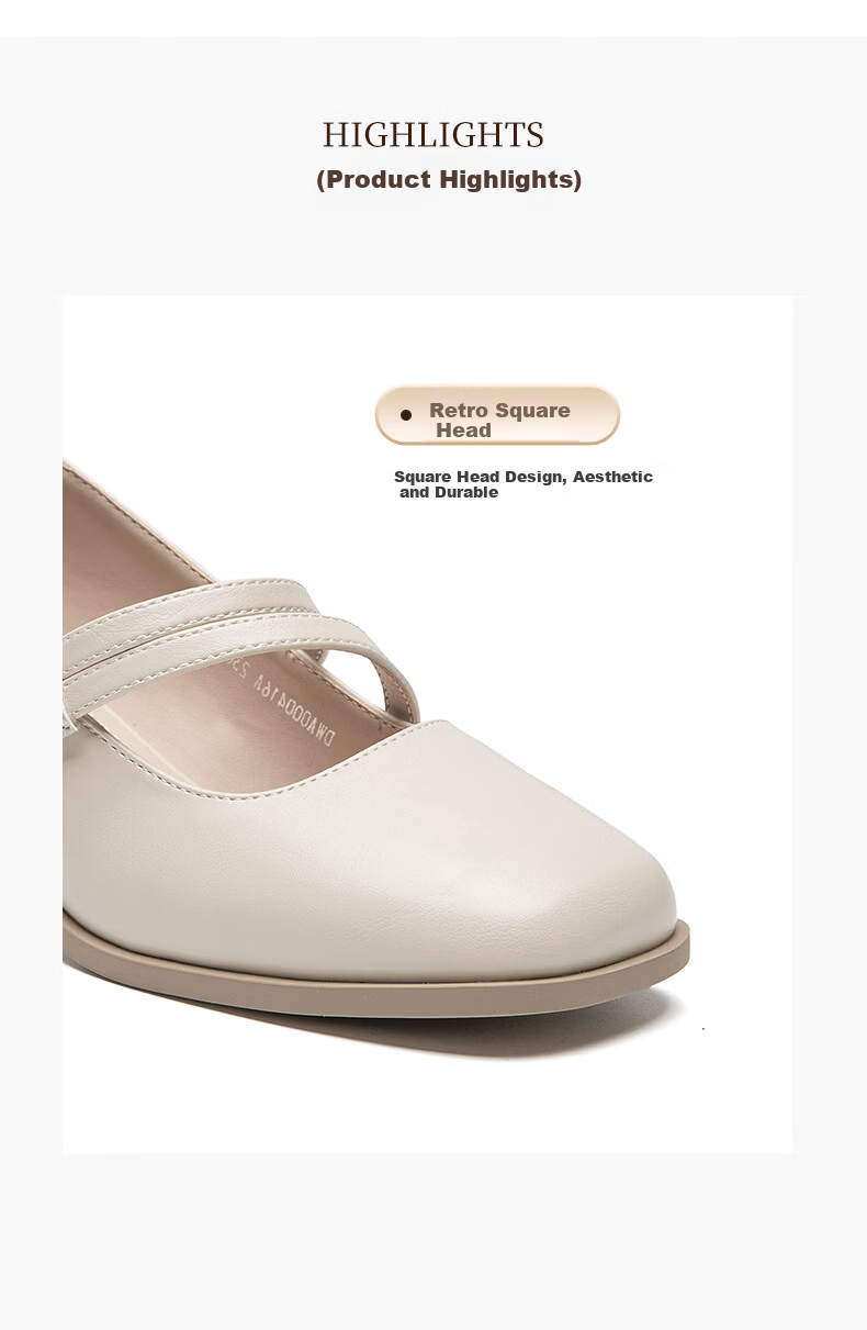Dustodusto Mary Jane Shoes Women 2026 New Spring Thick Heel Low-Cut Single Shoes Commuting Versatile Elegant Retro High Heels 14