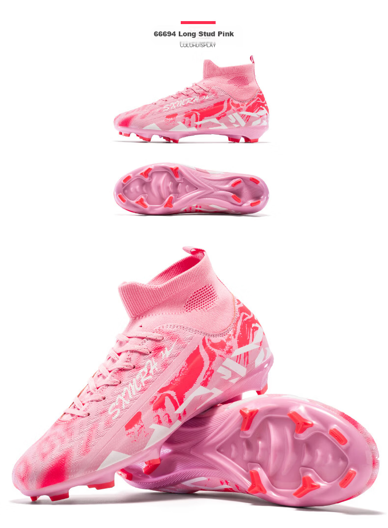 Shuangxing Men's FG Soccer Shoes Long Studs Adult Youth Kids Professional Training Cleats White Size 37 39