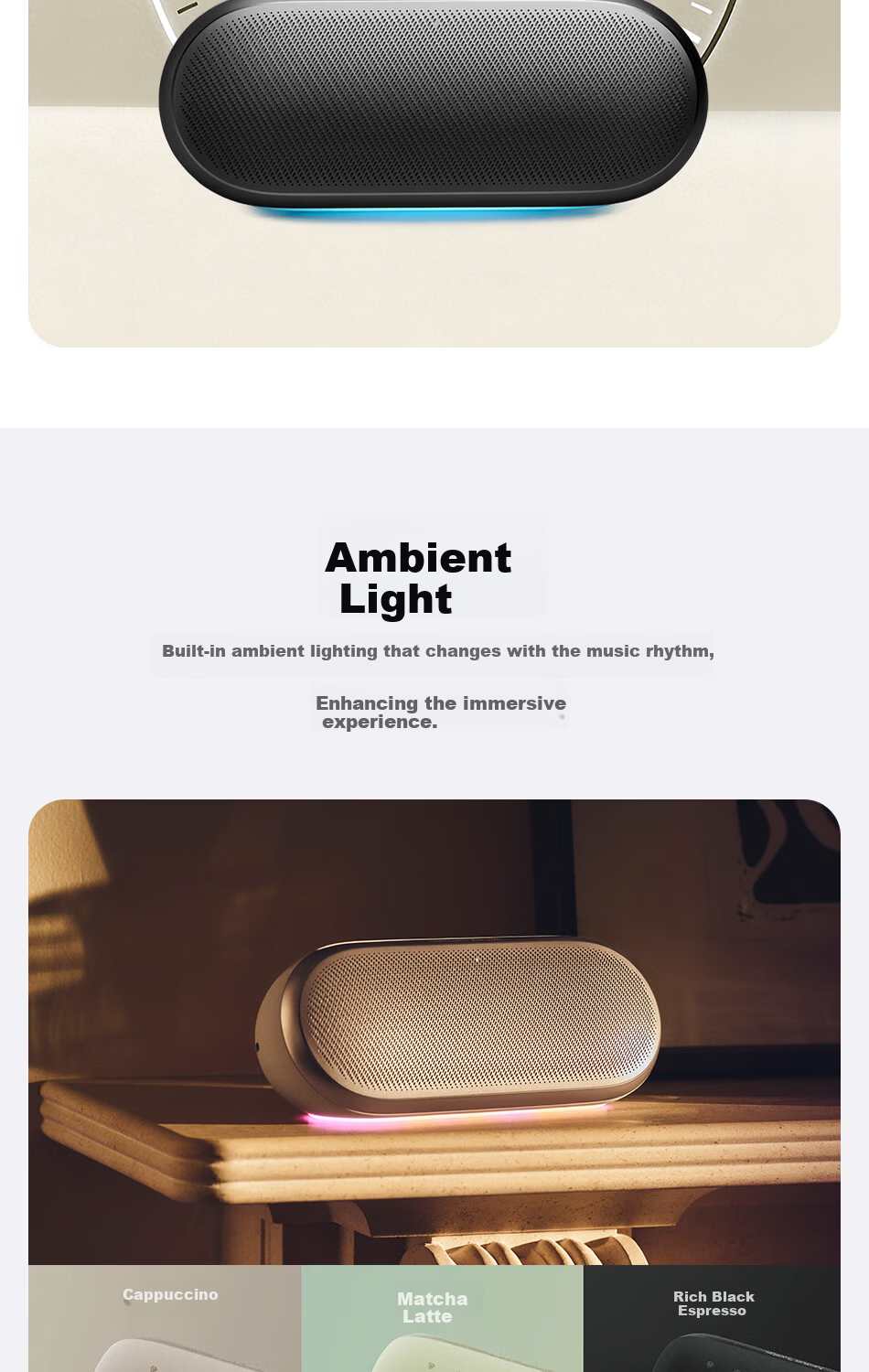 Harman/Kardon LUNA 2 Portable Bluetooth Speaker Smart Tuning Ambient Lighting Multi-Device Connection IP67 Waterproof Dustproof Matcha Latte Color 4