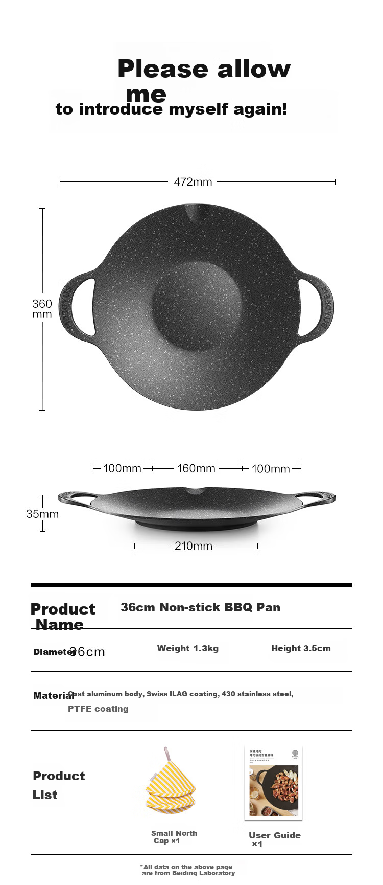 Buydeem 36cm Non-stick BBQ Grill Pan for Steak and Eggs, Teppanyaki Charcoal Outdoor Stove 13