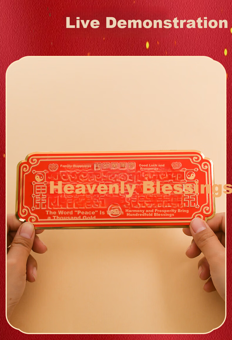 Feng Shui Pavilion Official Blessing Door Plaque Feng Shui Metal Wall Art for Entryway and Housewarming 7