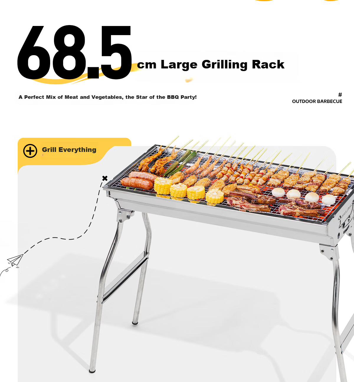 CAMELJEANS Outdoor BBQ Grill Portable Camping Barbecue Rack Home Smokeless 2025 New Silver 1