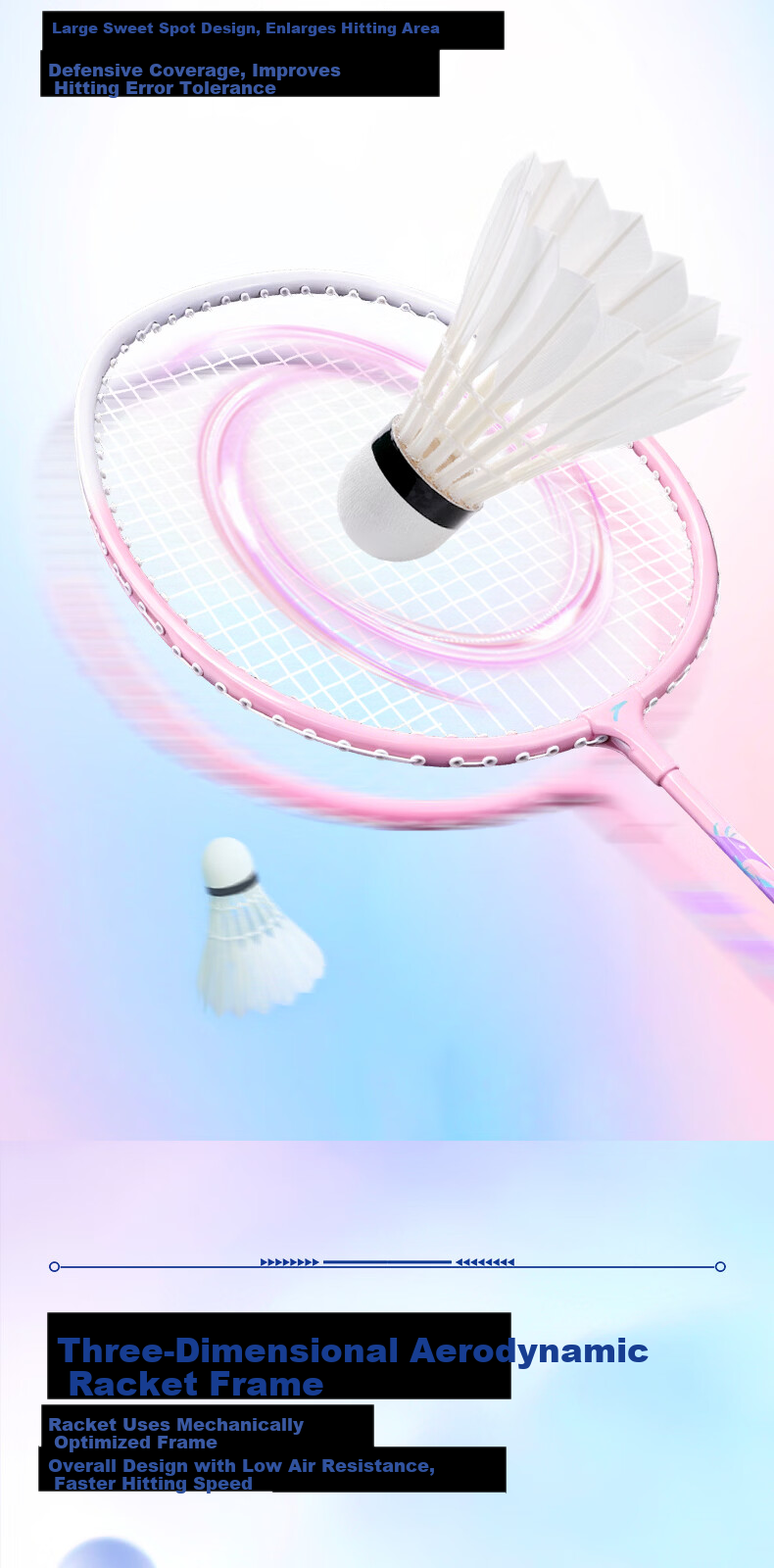 ANTA Badminton Racket Set Professional Lightweight Durable Adult Student Anti-Wear Pink Purple Pair 3