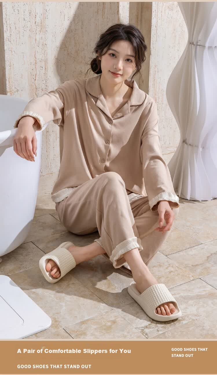 LeTuo Summer Women's Indoor EVA Soft Sole Bathroom Non-Slip Home Slippers Couple Flip Flops Men 2