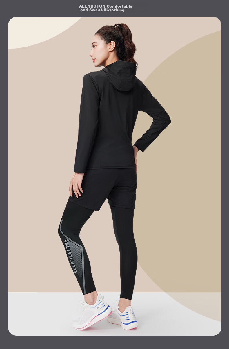 BURUITE Women's Yoga Sports Set Autumn Winter Running Fitness Badminton Cycling Tight Training Quick-Dry Slim Long Sleeve 9