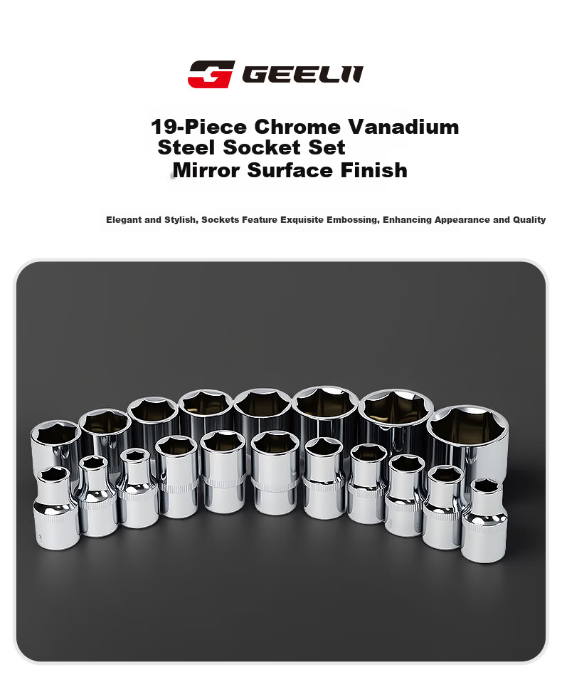 GeeLii 37-Piece Socket Wrench Set Chrome Vanadium Steel Auto Repair Toolbox Ratchet Car Mechanic Tool Kit 81028 9