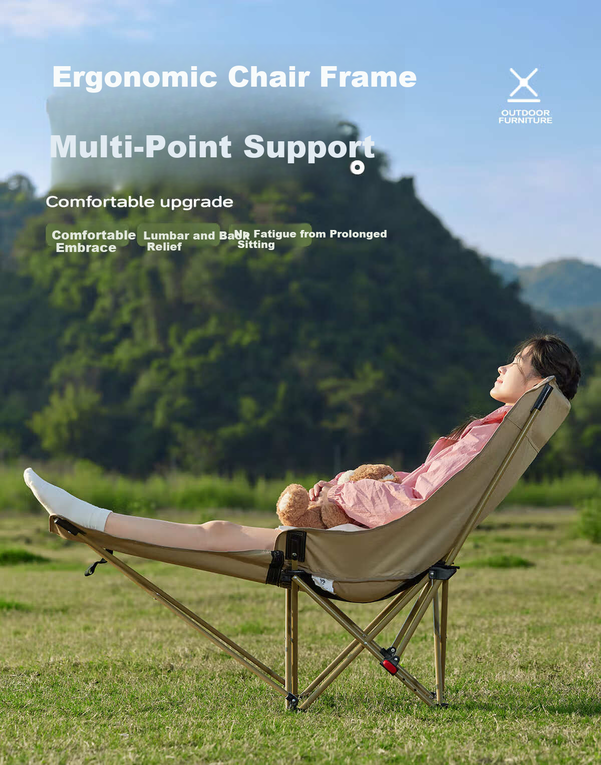 CAMEL Outdoor Camping Chair Nap Recliner Picnic Stool Moon Chair Butterfly Chair Folding Beach Chair 2