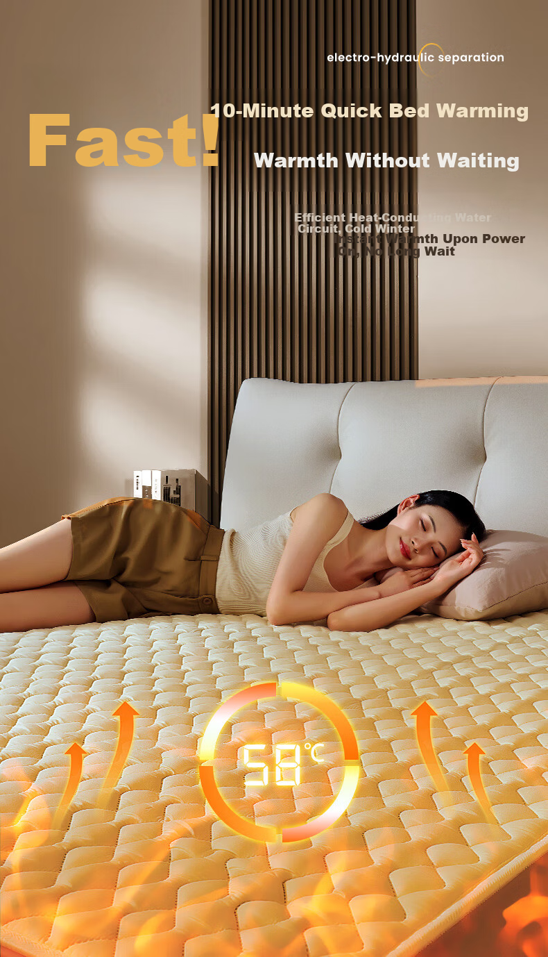 CHIGO Double Water Heating Electric Blanket 1.5x1.8m with Water-Electric Separation Safety and Water Circulation System 12