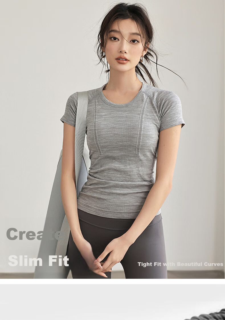 Free Style Women's Summer Sports Short Sleeve Quick-Dry Slim Fit Running Yoga Pilates Training Fitness T-Shirt 7