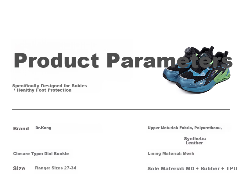 Dr. Jiang Autumn Boys Kids Sports Breathable Toddler Shoes Slip-On Dial Button Children's Sneakers Black/Blue Size 27 2