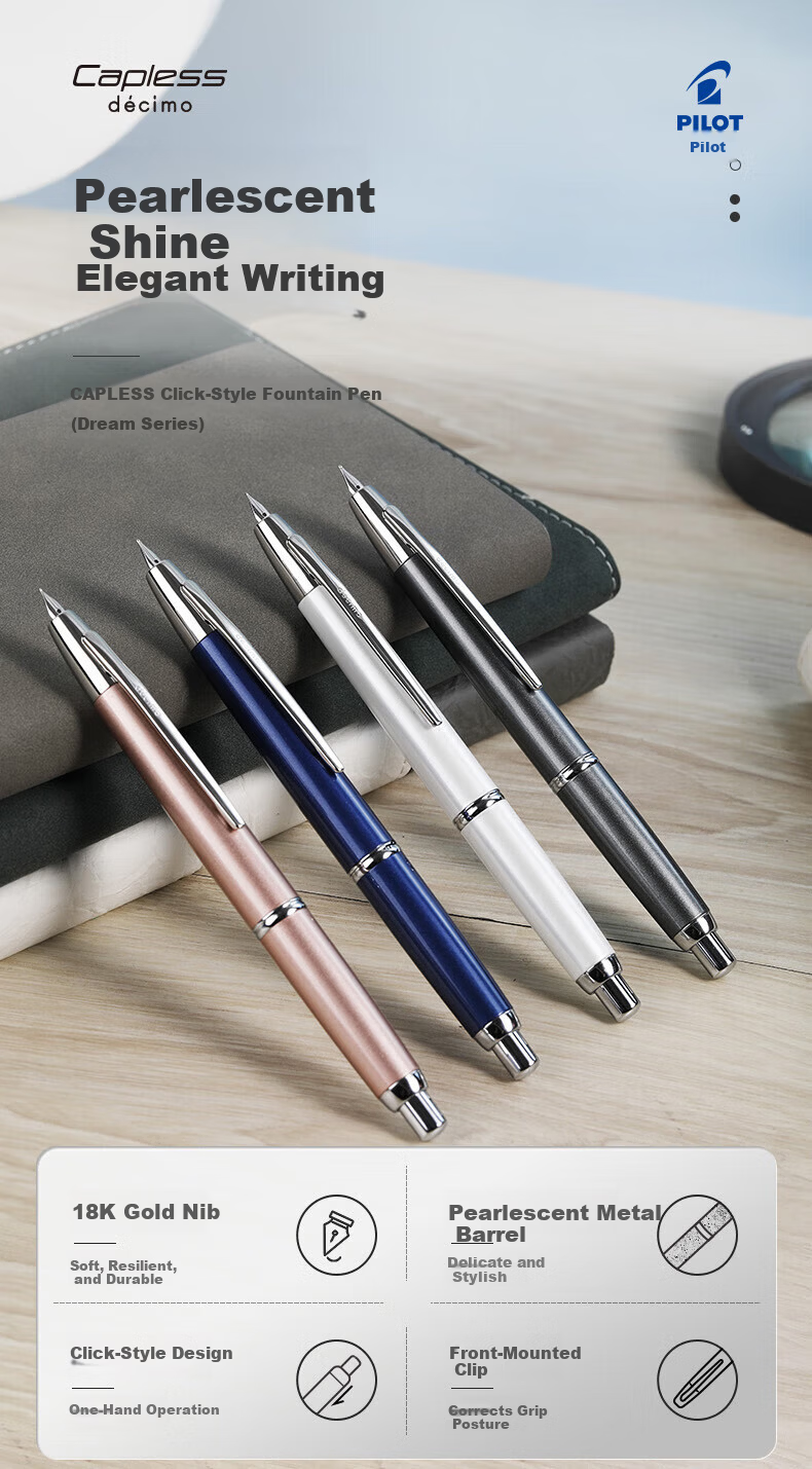 PILOT CAPLESS Retractable Fountain Pen Business Office Gift for Leaders Adult Pen (Dream Series) F Nib Black FCT-1500RR-F-B 1