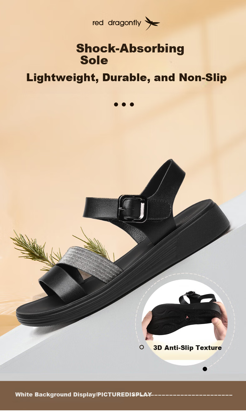 RED DRAGONFLY Soft Sole Leather Sandals Women Wedge Comfortable Beach Shoes WTK233812 10