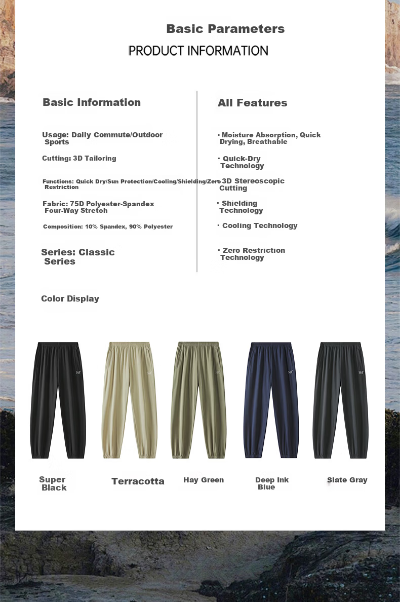 361° Quick-Dry Pants Unisex Summer Outdoor Sun Protection Antibacterial Technology Trousers 652520777F Super Black M 4