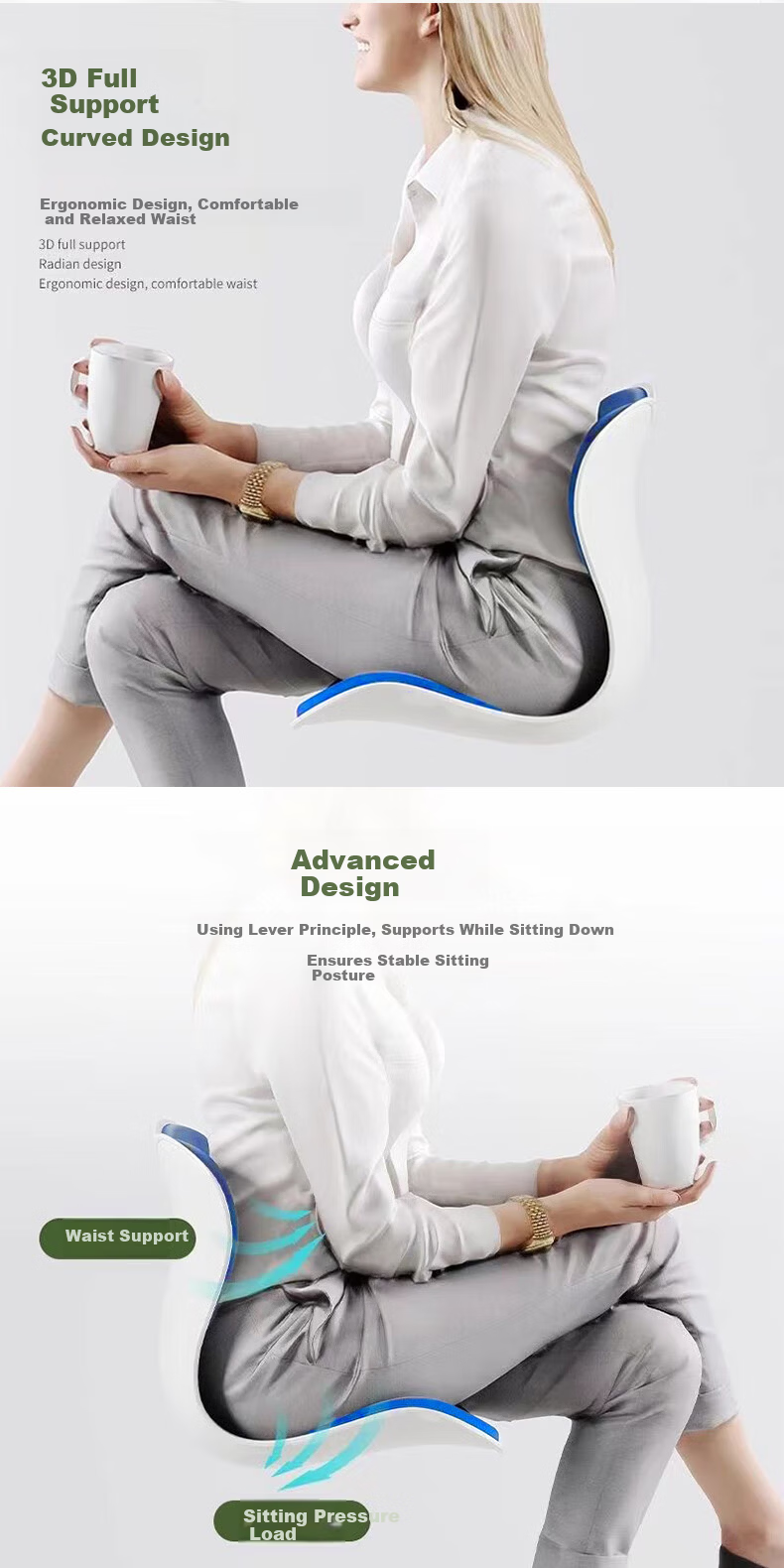 Gusi Lumbar Support Seat Cushion Integrated Backrest Ergonomic Breathable Chair Pad for Long Sitting Comfort 14